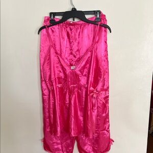Charteuse Elegant Fuchsia Satin Pajama Set